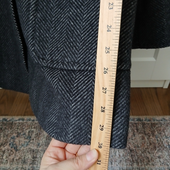 Boutique Italy Black Chevron Wool Angora Blend Coat Jacket - Picture 12 of 14